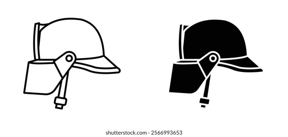 Firefighter helmet icons in outline and fill. vector illustration for ui.