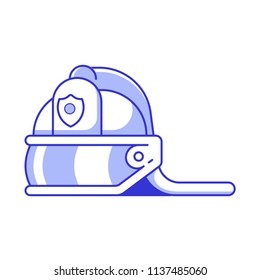 Firefighter helmet isolated on white background. Fireman hat icon in flat design.