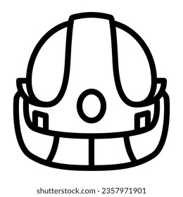 Feuerwehrhelm-Symbol, Sicherheitskonzept, Schutzhelm-Schild auf weißem Hintergrund, Fireman-Helm-Symbol im Rahmenstil für mobiles Konzept und Webdesign. Vektorgrafik