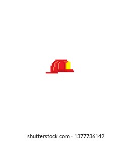 Firefighter helmet. Pixel art. Old school computer graphic. 8 bit video game. Game assets 8-bit sprite.