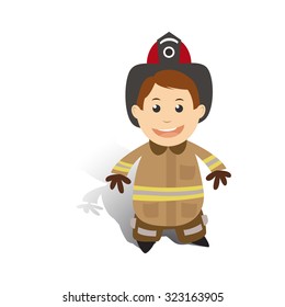 Firefighter in helmet. Profession.