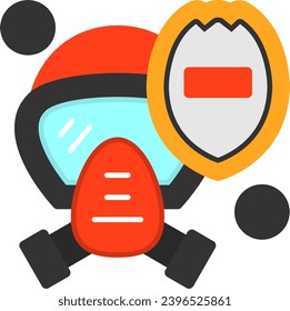 Firefighter Helmet Shield Flat Icon Vector Design