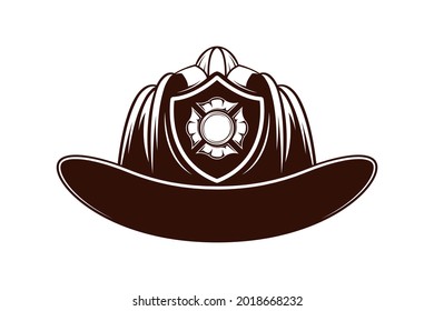Firefighter helmet with shield on white background