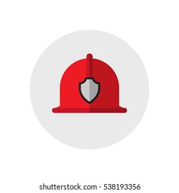 Firefighter helmet. Single silhouette fire equipment icon. Vector illustration. Flat style