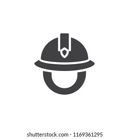 Firefighter helmet vector icon. filled flat sign for mobile concept and web design. Solid icon. Symbol, logo illustration. Pixel perfect vector graphics