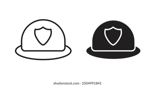 Firefighter helmet vector icon in solid and outline style