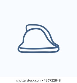 Ícone de esboço de vetor de capacete de bombeiro isolado no plano de fundo. Ícone de capacete de bombeiro desenhado à mão. Ícone de esboço de capacete de bombeiro para infográfico, site ou aplicativo.