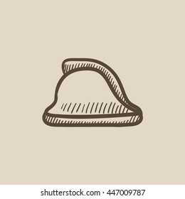Firefighter helmet vector sketch icon isolated on background. Hand drawn Firefighter helmet icon. Firefighter helmet sketch icon for infographic, website or app.