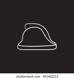 Firefighter helmet vector sketch icon isolated on background. Hand drawn Firefighter helmet icon. Firefighter helmet sketch icon for infographic, website or app.