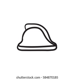 Firefighter helmet vector sketch icon isolated on background. Hand drawn Firefighter helmet icon. Firefighter helmet sketch icon for infographic, website or app.
