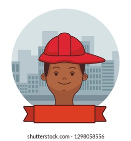 firefighter hero face cartoon