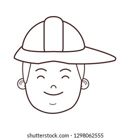 firefighter hero face cartoon
