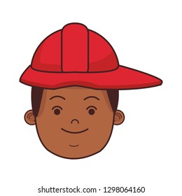 firefighter hero face cartoon