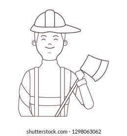 firefighter hero upperbody cartoon