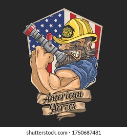 firefighter heroes illustration vector graphic