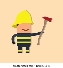 Firefighter holding an axe, vector illustration design. Firefighting collection.