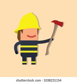 Firefighter holding an axe, vector illustration design. Firefighting collection.