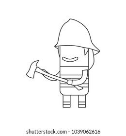 Firefighter holding an axe, vector illustration design. Firefighting collection.