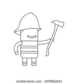 Firefighter holding an axe, vector illustration design. Firefighting collection.