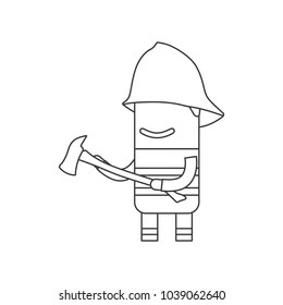 Firefighter holding an axe, vector illustration design. Firefighting collection.