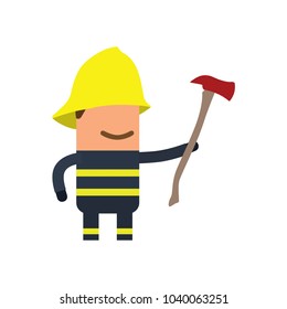 Firefighter holding an axe, vector illustration design. Firefighting collection.