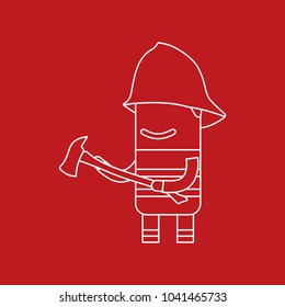 Firefighter holding an axe, vector illustration design. Firefighting collection.