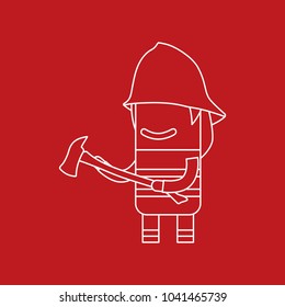 Firefighter holding an axe, vector illustration design. Firefighting collection.
