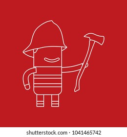 Firefighter holding an axe, vector illustration design. Firefighting collection.