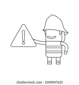 Firefighter holding a caution signal, vector illustration design. Firefighting collection.