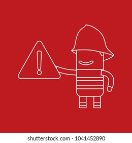 Firefighter holding a caution signal, vector illustration design. Firefighting collection.