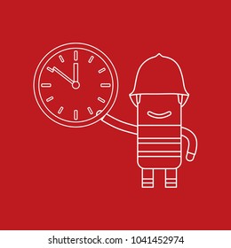 Firefighter holding a clock, vector illustration design. Firefighting collection.