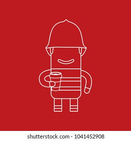 Firefighter holding a coffee, vector illustration design. Firefighting collection.
