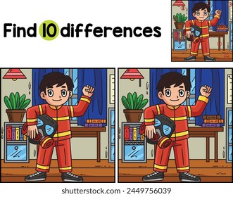 Firefighter Holding Gas Mask Find The Differences