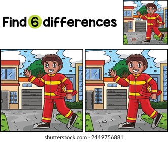 Firefighter Holding Hard Hat Find The Differences