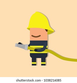 Firefighter holding a hose, vector illustration design. Firefighting collection.