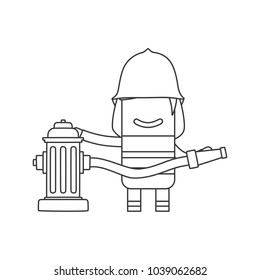 Firefighter holding a hose, vector illustration design. Firefighting collection.