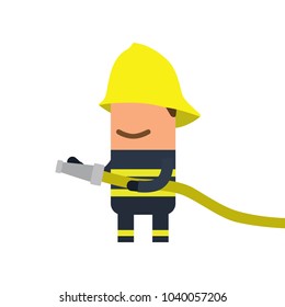 Firefighter holding a hose, vector illustration design. Firefighting collection.