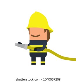 Firefighter holding a hose, vector illustration design. Firefighting collection.