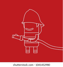 Firefighter holding a hose, vector illustration design. Firefighting collection.