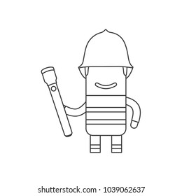 Firefighter holding a lantern, vector illustration design. Firefighting collection.