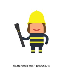 Firefighter holding a lantern, vector illustration design. Firefighting collection.