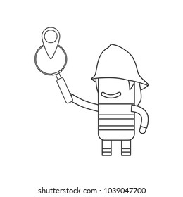 Firefighter holding a magnifying glass, vector illustration design. Firefighting collection.