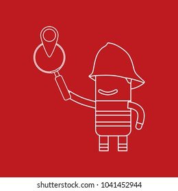 Firefighter holding a magnifying glass, vector illustration design. Firefighting collection.