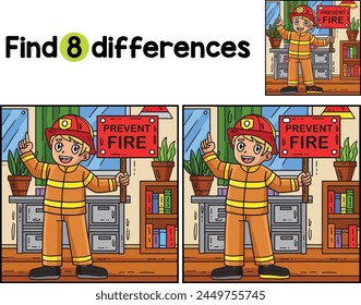 Firefighter Holding Reminder Find The Differences