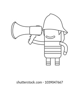Firefighter holding a speaker, vector illustration design. Firefighting collection.