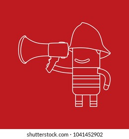 Firefighter holding a speaker, vector illustration design. Firefighting collection.