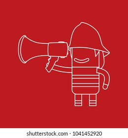 Firefighter holding a speaker, vector illustration design. Firefighting collection.