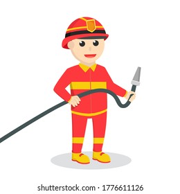 firefighter holding water hose job design on white background