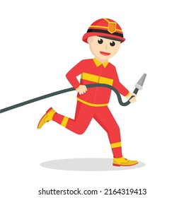 firefighter holding water hose job design on white background