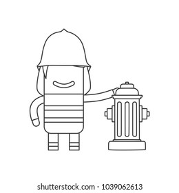 Firefighter holding a water intake, vector illustration design. Firefighting collection.